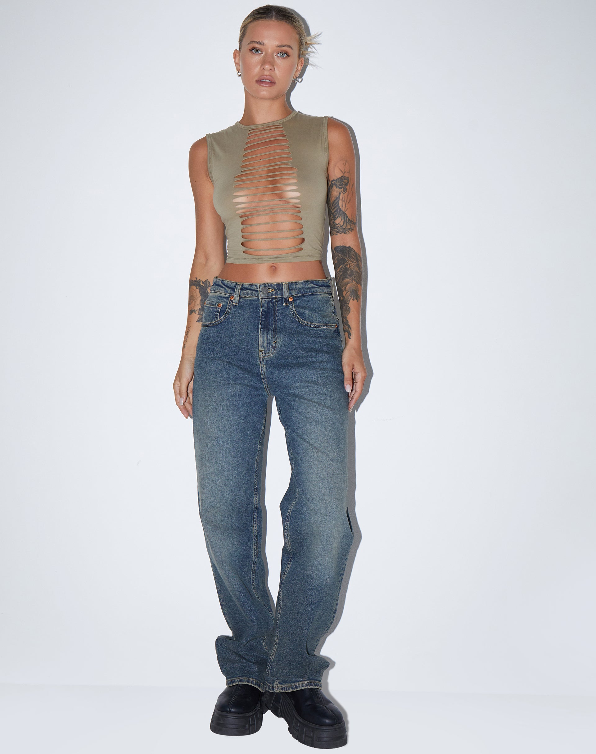 Monsieur Crop Top in Lycra London Fog